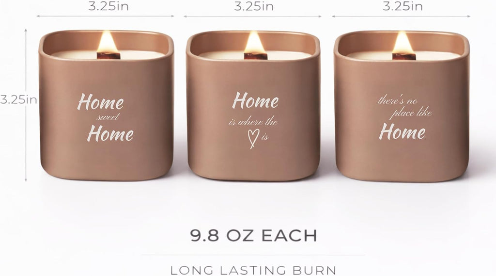 Set of 3 Premium Scented Soy Candles Gift Set | Home Collection - White Musk, Bamboo Forest & Peony Garden |