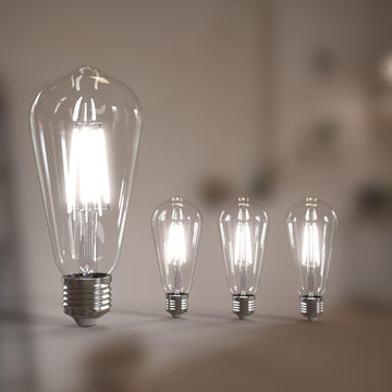 Edison Bulbs E26 LED Bulb 60 Watt Equivalent, Vintage LED Light Bulbs CRI90+ ST19, Dimmable Clear Light Bulbs (5000K (4 Pack)