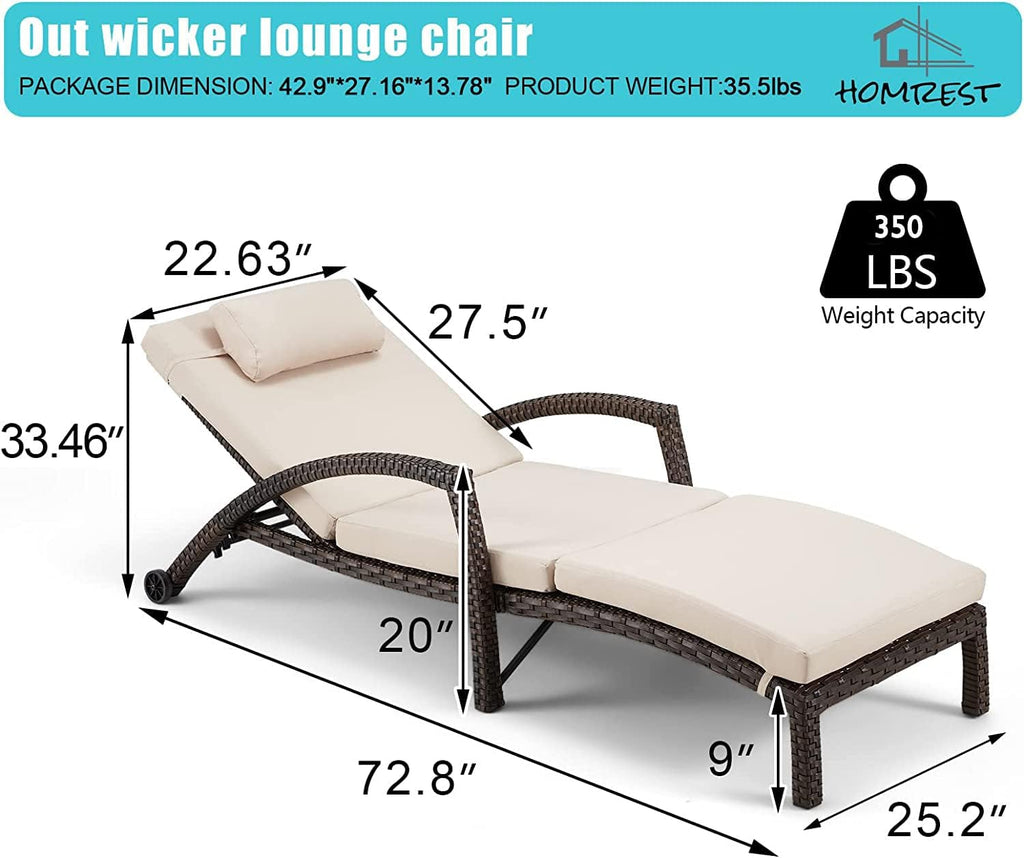 Chaise Lounge Chairs Set of 2 for Outside