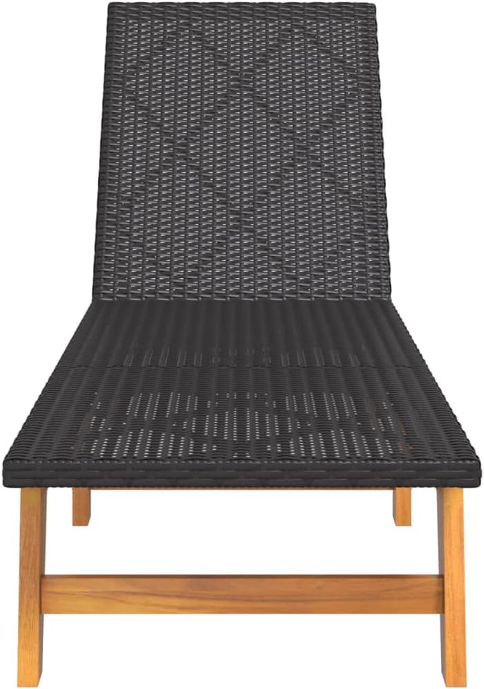 Outdoor Sun Lounger with Side Table, PE Rattan Reclining Chair for Garden Patio Poolside, Adjustable Backrest with