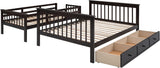 Wood Twin Over Full Bunk Bed with Storage Stairs for Kids Boys Girls, Stairway Bunk Bed with Drawers and Guardrails