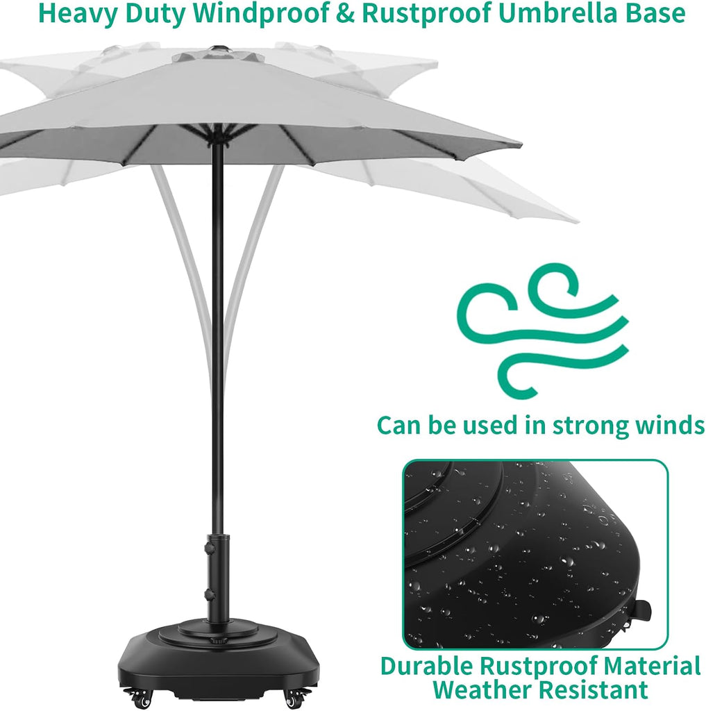 Umbrella Base with Wheels, Umbrella Stand Base Heavy Duty 100lb Windproof