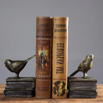 Home Decorative Birds & Books Vintage Design Resin Bookshelf Bookends,Paper Weights, Book Ends,Bookend Supports, Book
