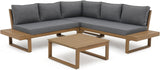 4-Piece Acacia Wood Outdoor Patio Furniture Set | Grey for Patio, Garden & Porch