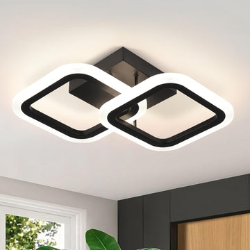 Black Led Ceiling Light,4500K Daylight White Modern Hallway Light Fixtures, Acrylic Indoor LED Ceiling Light Fixtures