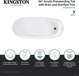 VTRS542827C310 54" Acrylic Oval Single Slipper Freestanding Tub with Drain, Glossy White/Matte Black