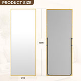 Full Length Mirror, 58"x21" Floor Mirror with Stand, Hanging Mounted Mirrors , Cloakroom, Dining Room, Gold, Rect