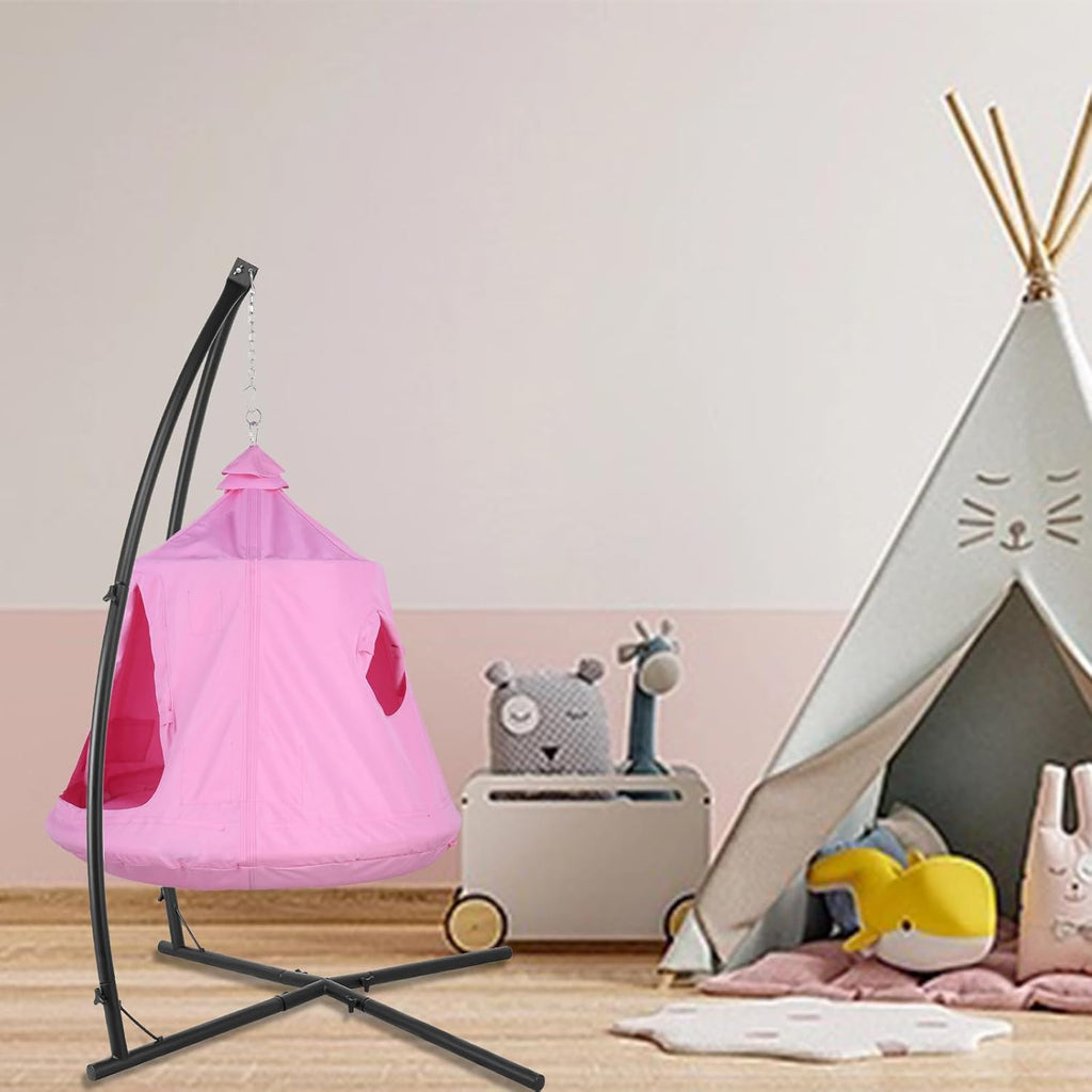 X-Shaped Hanging Tree Tent W/Swing Chair,Hammock Chair W/Stand | Canopy w/Steel Frame, Indoor Outdoor Egg Basket
