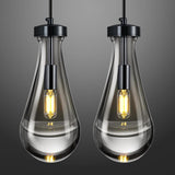 Raindrop Pendant Lights Kitchen Island Teardrop PlatingBlack Hanging Light Fixtures Clear Solid Glass Pendant Light Modern Chandeliers for Dining Room Porch Corridor Living Room(Black 2-Pack) A121-B0DL469FT2