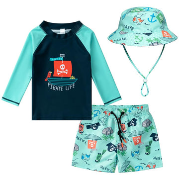 Toddler and Baby Boys' Piece Swimsuit Trunk Rashguard Set Sun Hat Swimwear Bathing Suit Sunsuit Swim Shirt Set