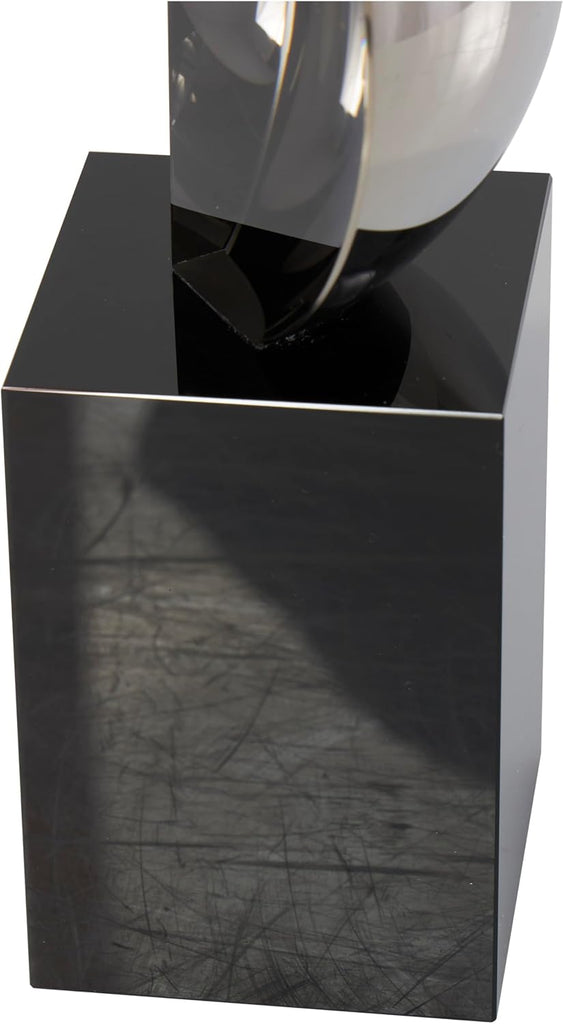 79 Crystal Geometric Decorative Sculpture Abstract Two-Tone Home Decor Statue with Stacked Semi Circles, Accent