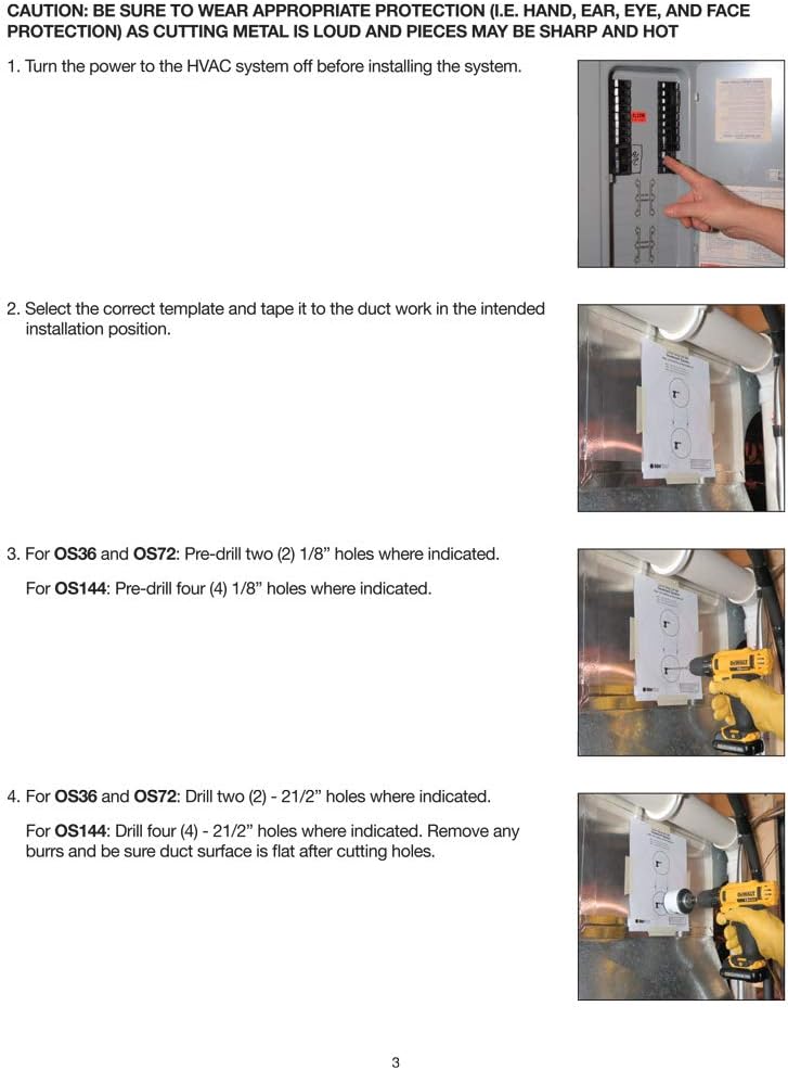 OS72PRO UV Air Purifier 72W System with Energy Saving Airflow Sensor and 16-in Bulbs