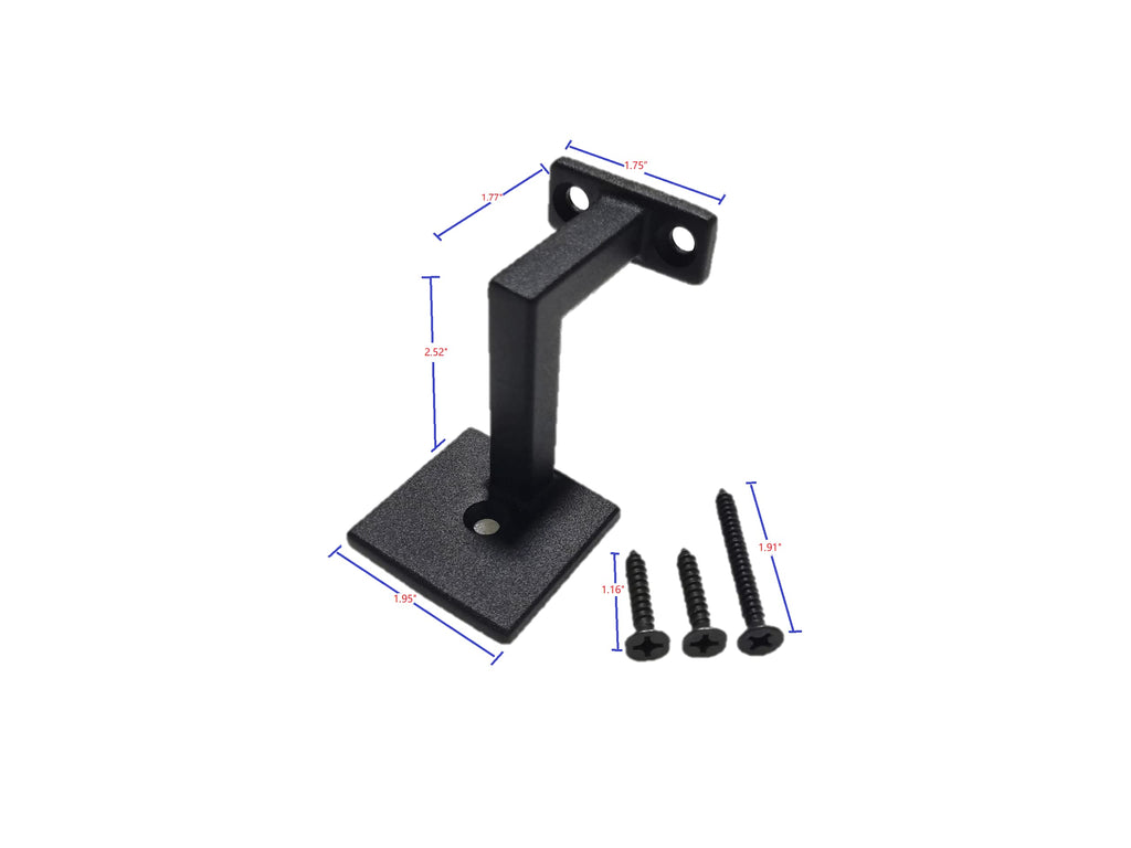 Square Handrail Brackets for Staircase Stair Railing Brackets with Screws (Pack of 5) (Textured Black)