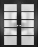 Quadro 4002 | Double Swing Interior French Doors with Glass with Frosted Glass, MDF, Hardware Includ