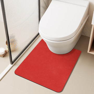 Thin Toilet Rug, Christmas Bathroom Rugs Non Slip, 20x24 U Shape Red