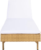 Outdoor Collection Cam Natural Brown Wicker/White Cushion Adjustable Chaise Lounge Chair, Black/Beige (PAT7501D)