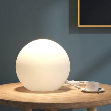 10 Inch Ball Table Lamp with Glass Shade, Ball Light Bookshelf Lamp and Bedroom Bookshelf Reading De