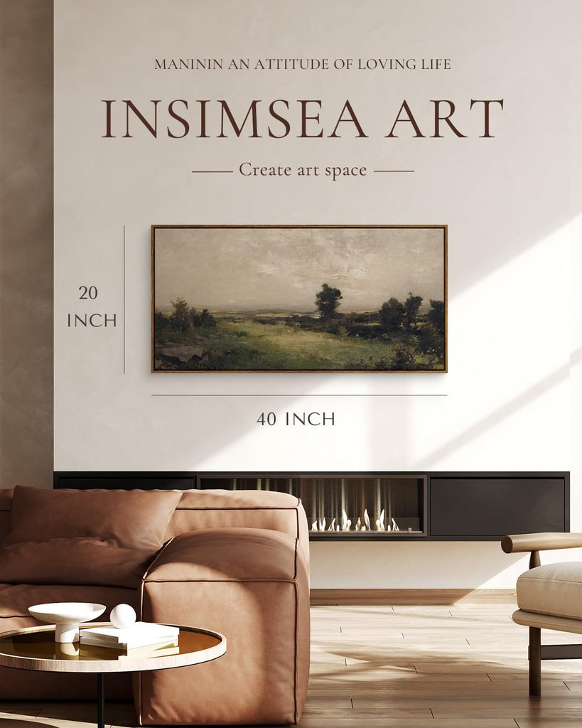 Extra Large Framed Vintage Wall Art, Living Room Country Farmhouse Decor, Wilderness Landscape Paintings, Canvas