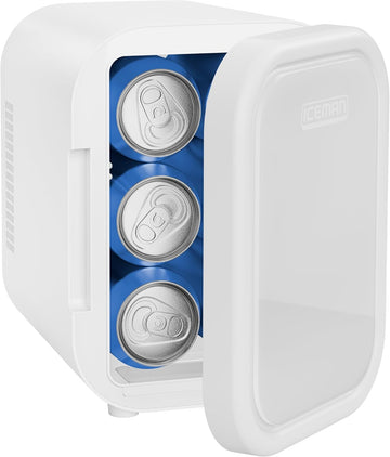 Portable Mini Fridge - Fits 6 x 12 oz Cans, Cooler and Heater Mini Fridge for Bedroom, Car, Office, Dorm and Skincare