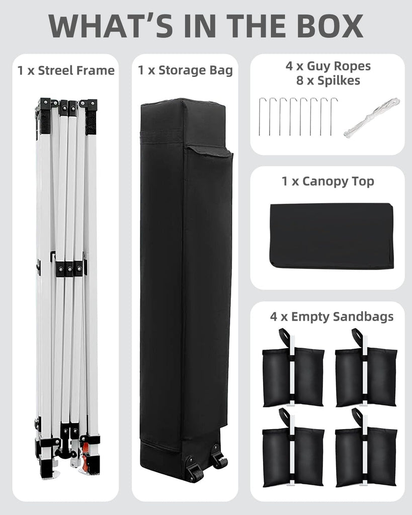 10x10 Pop Up Canopy with One Button Push Setup - Heavy Duty Outdoor Canopy Tent with Portable Roller Bag