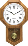 Plastic Pendulum Clock Wood Grain Color.Sturdy Frame.Westminster Chime Every Hour,Elegant,Traditional Schoolhouse,Home,Office,Living...