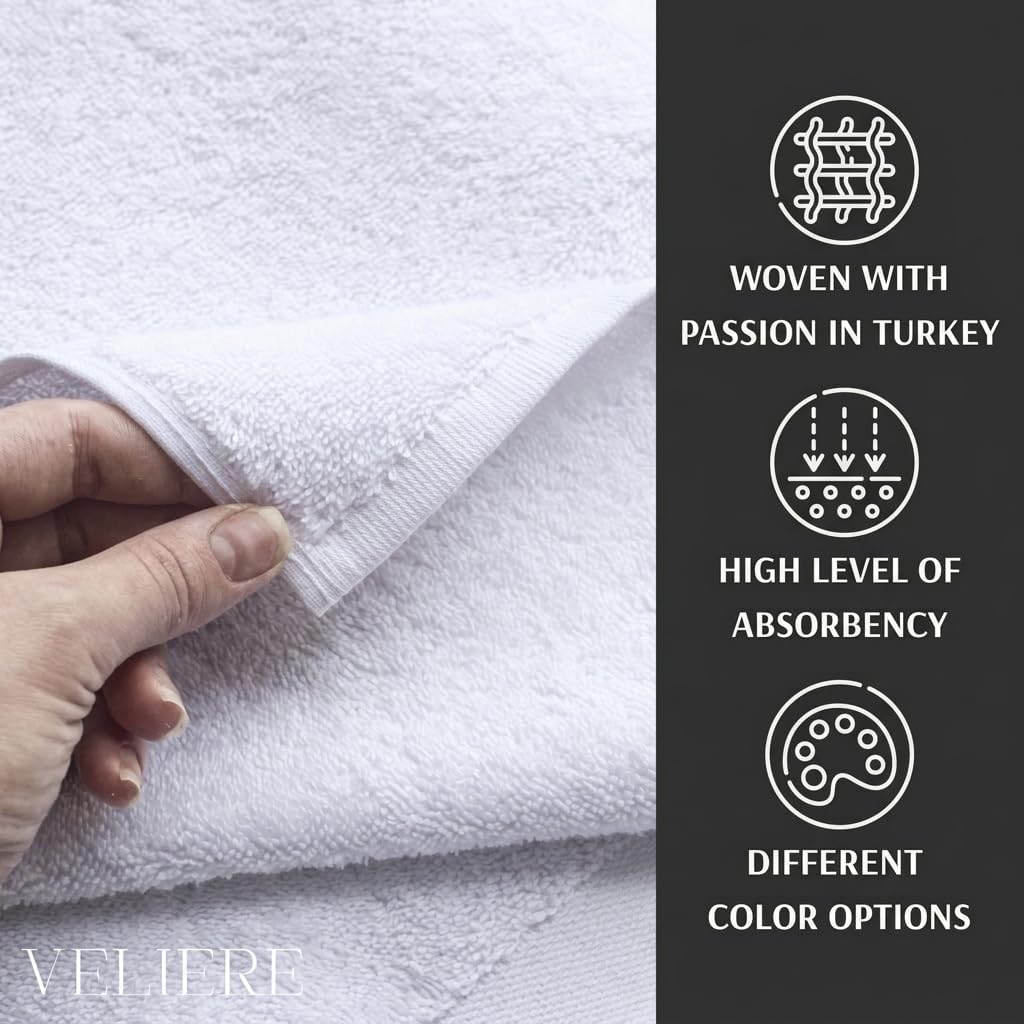 Luxury Turkish Bath Towels Set of 4, Double Stitched 100% Cotton True 600 GSM Soft & Absorbent Bathroom Towels, Hotel
