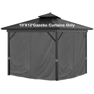 10'x12' Privacy Gazebo Curtains Outdoor Waterproof, 4-Panels Sidewall Curtain Universal Replacement with Zipper