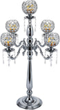 5 Arms 29.5in Tall Floor Candelabra Centerpieces Silver Crystal Candlestick Holders Crystal Chandelier Candle Holder