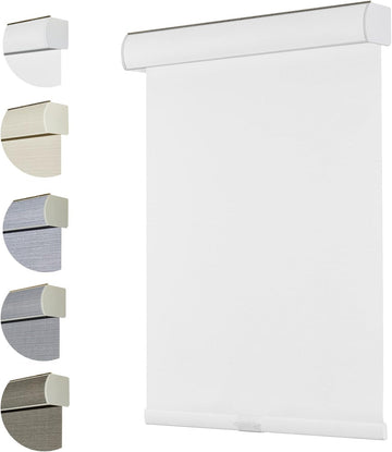 Free-Stop Cordless 100% Blackout Roller Shades for Window Blinds with Linen Look Textured Fabric (White, 20"W x 72"H)