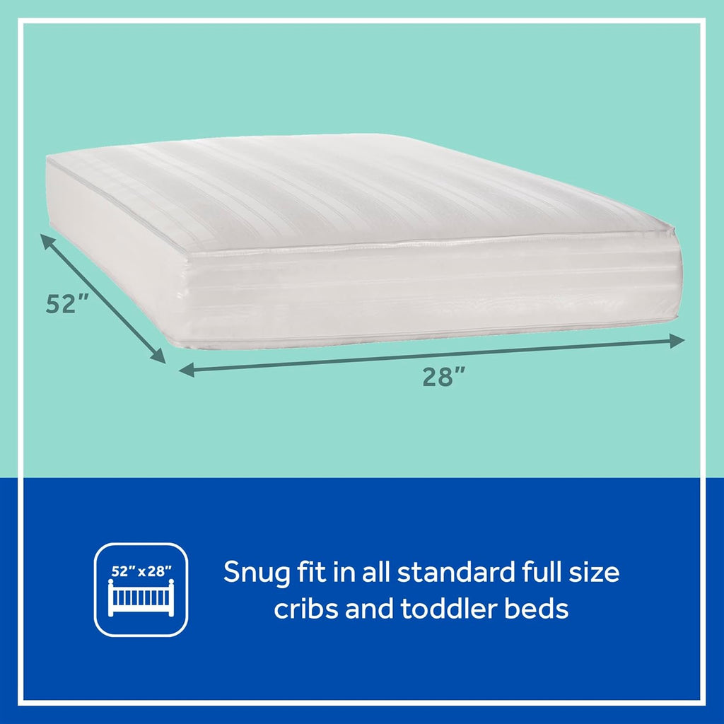 2 Stage Infant Crib Mattress Plus Toddler Bed Fit, Breathable, Resistant to Stain Cover, Dual Firmness &