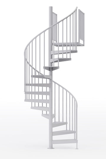 Condor White Interior 60in Diameter, Fits Height 93.5in - 104.5in, 2 36in Tall Platform Rails Spiral Stair Kit