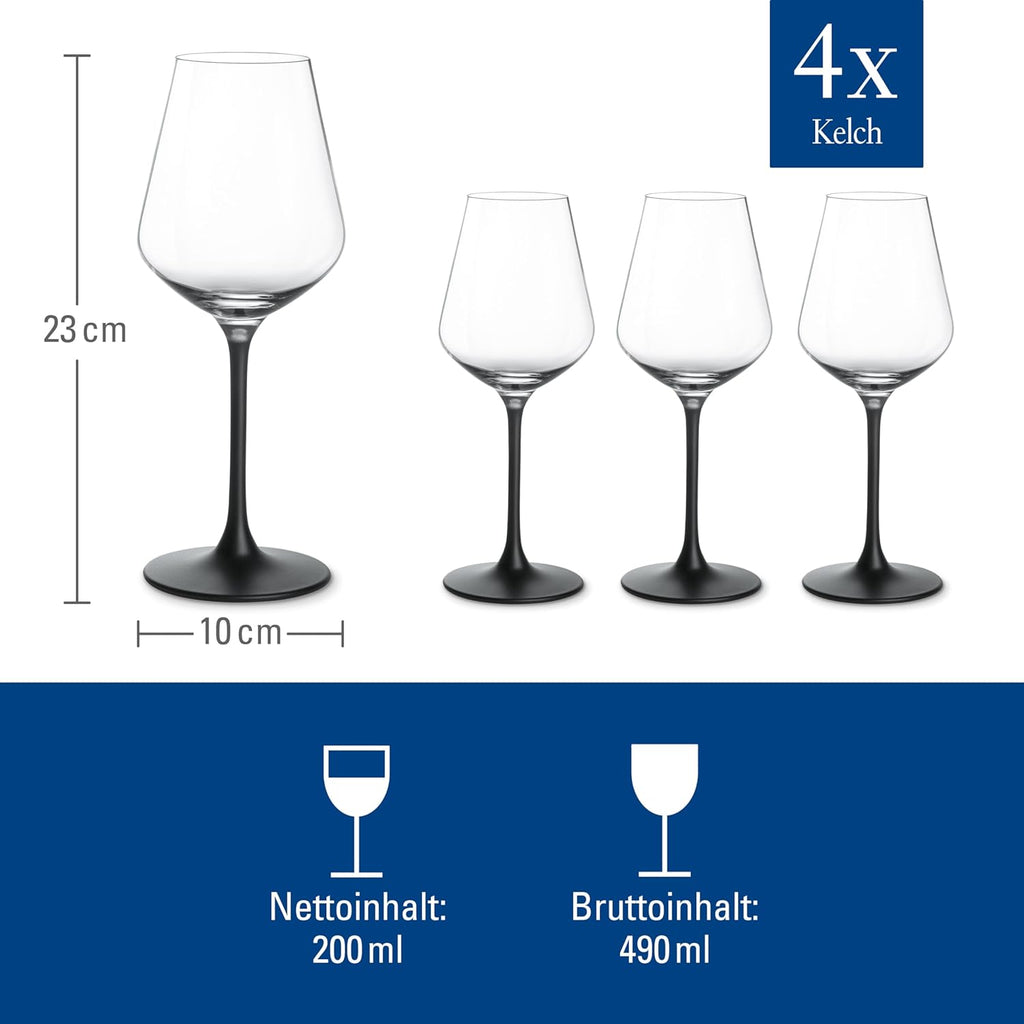 Manufacture Rock Red Goblet, Set of 4, Crystal Wine Glasses in Exciting Black, Dishwasher Safe