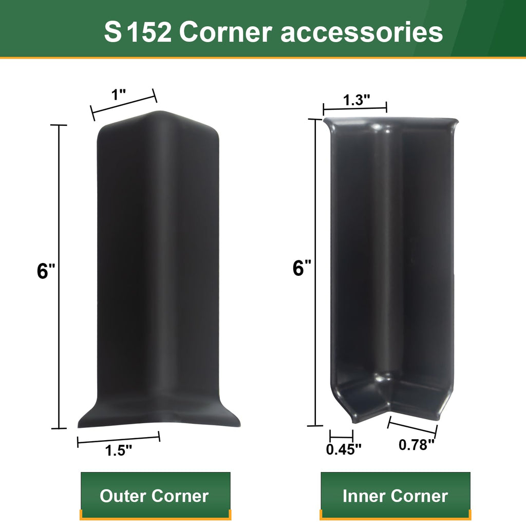 Self Adhesive 6 Inch Baseboard Corner Blocks, Black, 6-Piece Set