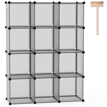 Cube Storage Organizer, 12-Cube Shelf Units, Closet Cabinet Grey