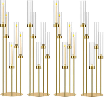 35in 4 Set Gold Candelabra Candle Centerpieces for Tables Candlesticks Holder Wedding Centerpieces Table Decorations