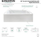 VTAM6032R21 60-Inch Acrylic 3-Wall Alcove Tub with Right Hand Drain Hole, White