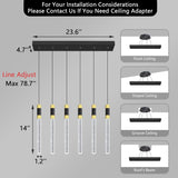 6-Lights Modern Rectangular Chandeliers for Living Room LED Dimmbale Light Fixture Entryway High Ceiling Light Pendants Lighting for Dining Room A100-B0F42NZX26