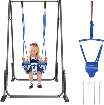 2 in 1 Baby Jumper Swing, Toddler Swing 6 Months to 6 Years Blue