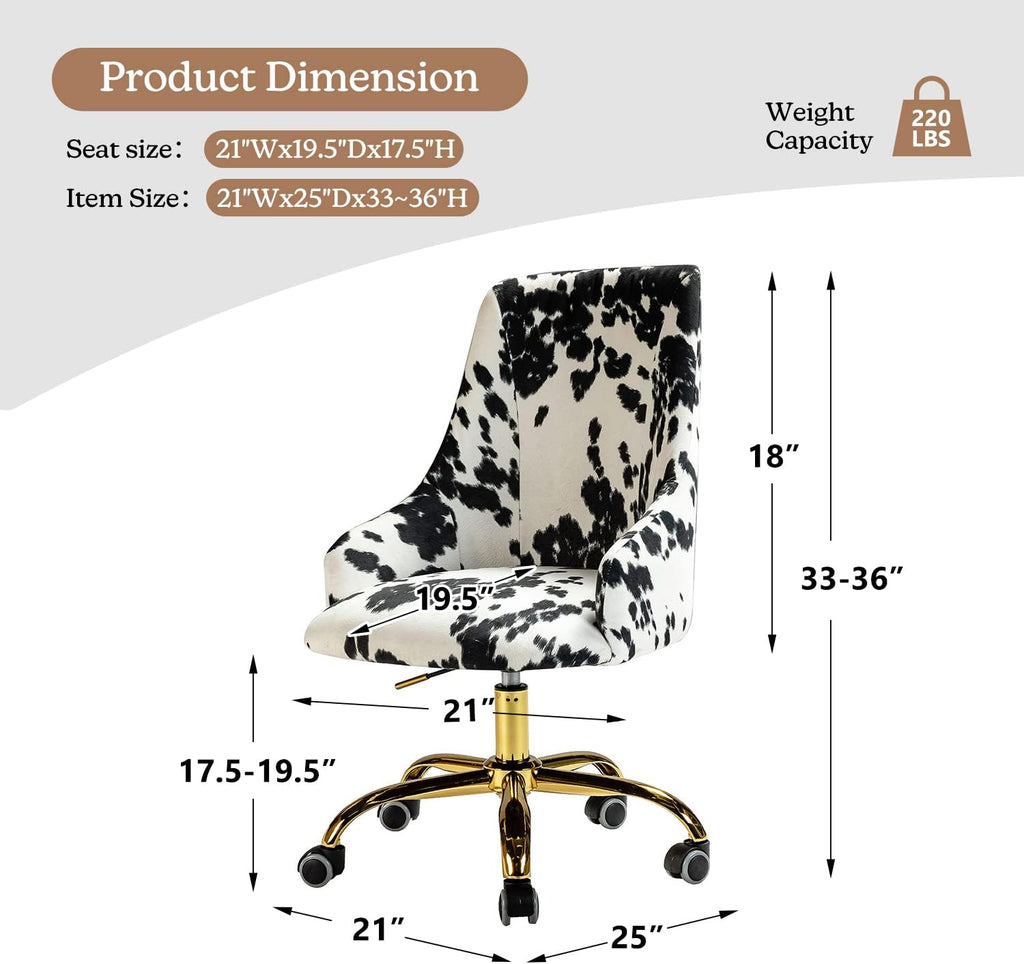 Upholstered Desk Chair Modern Armless with Wheels, Adjustable Swivel Fabric Task Chair for Living Room, Bedroom