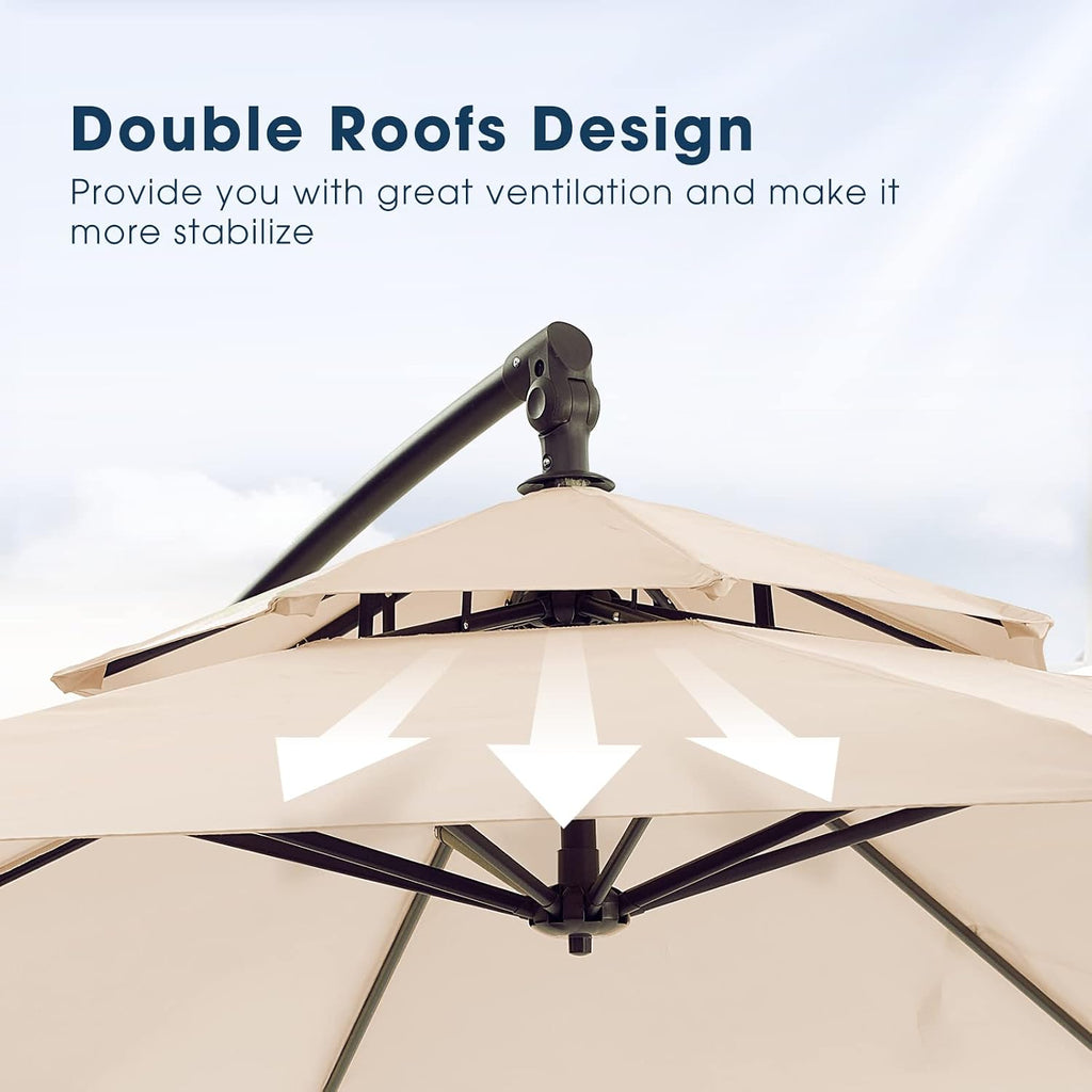 WUFF 10ft Patio Offset Umbrella Cantilever Umbrella Hanging Market Umbrella