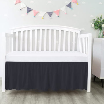 Dust Ruffle Crib Skirt, 100% Egyptian Cotton 800 Thread Count, Crib Size (28" x 52"+14") Inch Drop Toddler Bed Skirt