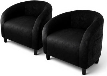 Accent Chair Club Chair Set of 2 Comfy Armrest Upholstered Barrel Chair with Soft Padded Seat Bedroom Study Waiting