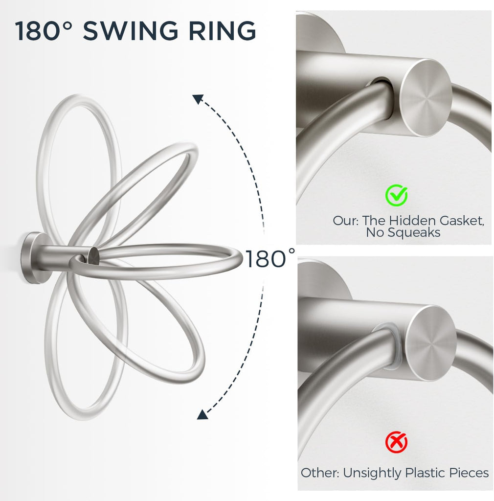 Bathroom Accessories, 5-Piece Bathroom Hardware Set - 24" Towel Bar | Brushed Nickel | Towel Hooks, Towel Racks