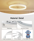 Smart Ceiling Fans with Light and Remote,20'' Low Profile Ceiling Fan with 6-Speed & Dimmable LED, Alexa/APP Home Voice Control, App, Reversible Airflow, App Timer, for Bedroom (White) A101-B0F18FHG1H