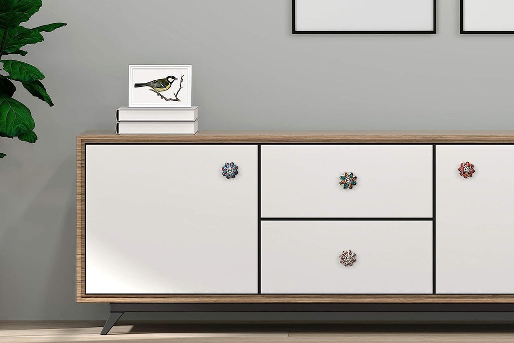 Ceramic Cabinet Colorful Knobs, Cabinet, Drawer, Wardrobe Set of 10 (Multi)