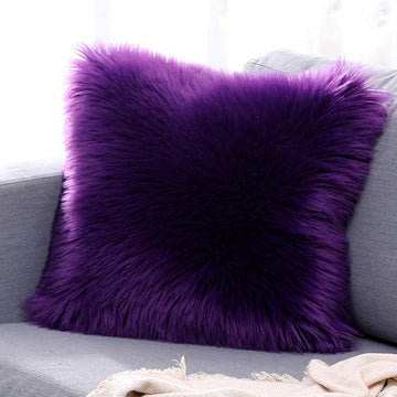 Double-Sided Faux Fur Sheepskin Decorative Throw Pillow Cover Luxury Super Soft Plush Cushion Case for Sofa or Bed