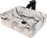 Bathroom 19"X15" Vessel Sink,Ceramic Vessel Sink with Faucet and Drain Combo Rectangular Small Sink Marble Vanity