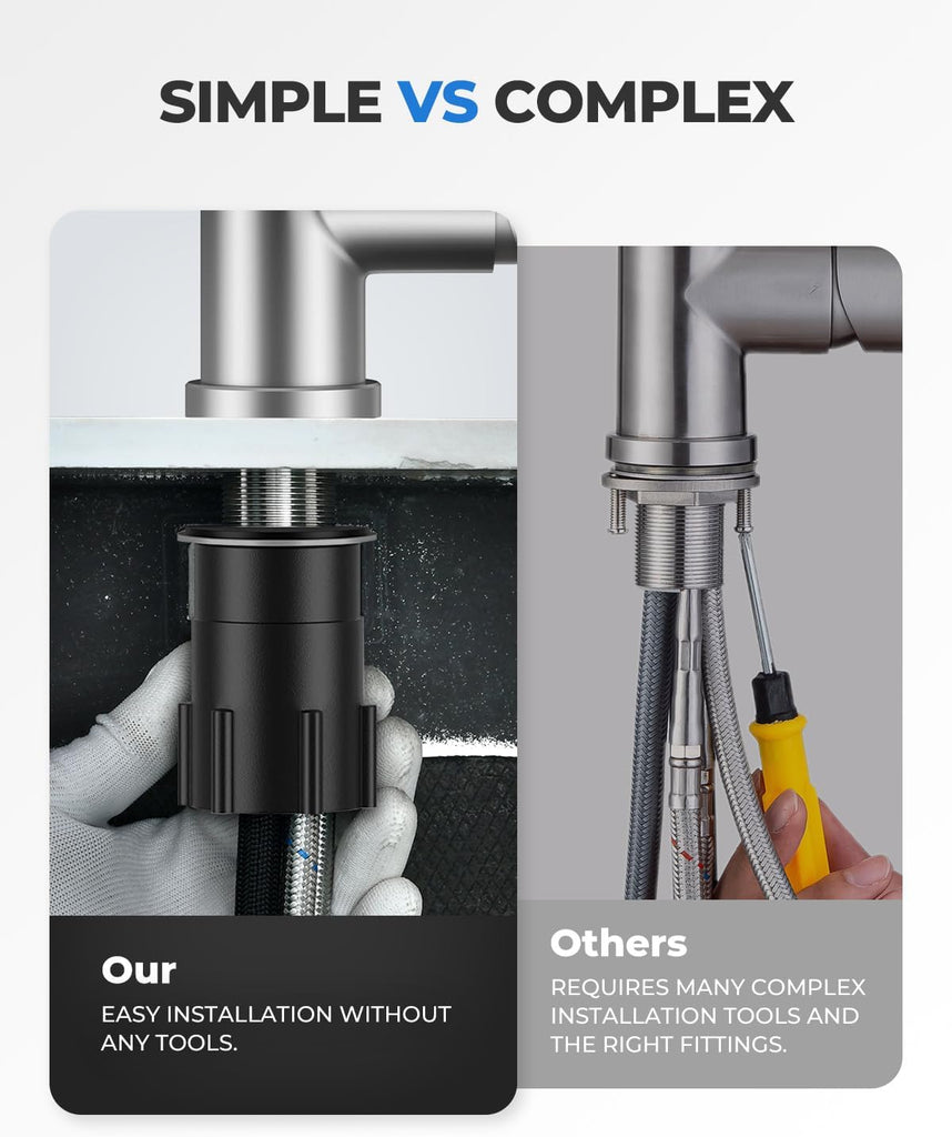 Kitchen Faucets with Pull Down Sprayer, Leak-Proof Stainless Steel Lead-Free Single Handle 1 Hole for Family Kitchen