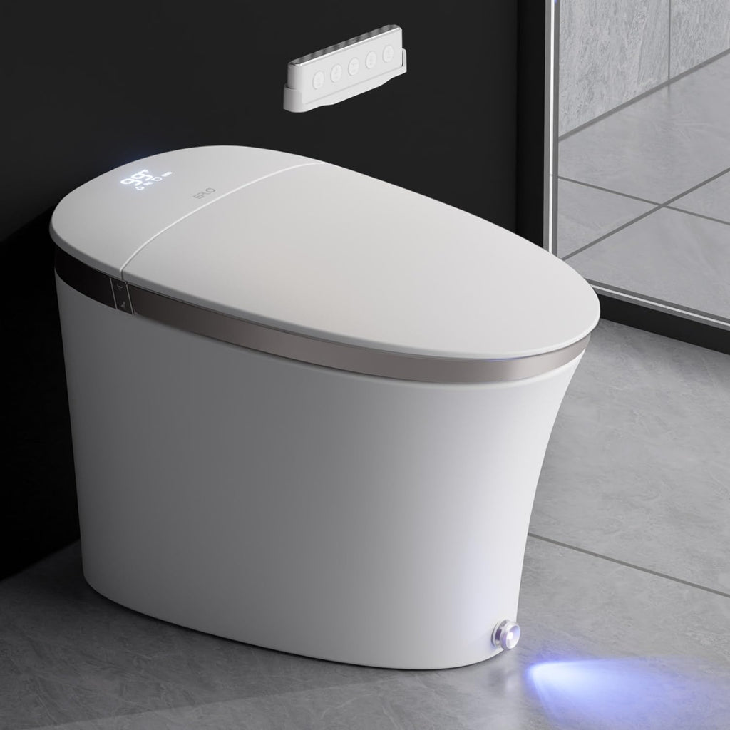 Luxury Smart Toilet with Auto Open/Close, Foam Dispenser, ADA Comfort Height Heated Seat, Warm Water/Dryer