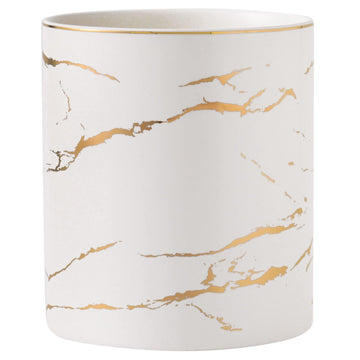 7" Marble Utensil Holder, Large Kitchen Utensil Holder Organizer, Golden Marble White Stable Utensil Crock Spatula
